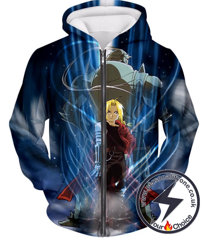 Fullmetal Alchemist Brothers Together Edward x Alphonse Ultimate Anime Action Zip Up Hoodie